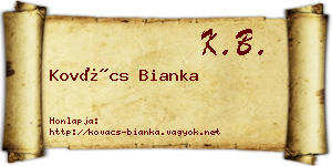 Kovács Bianka névjegykártya